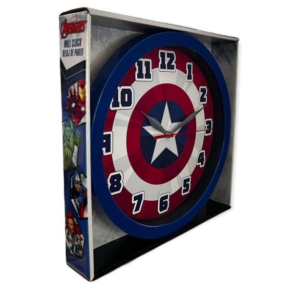 CAPTAIN America Wall Clock 10”/25cm, Watches, Superhero, Home Décor, Dark Blue - Picture 2 of 3